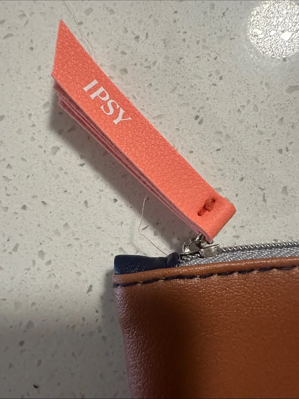 ipsy Colorblock Cosmetic Pouch in Brown, Navy & Cream